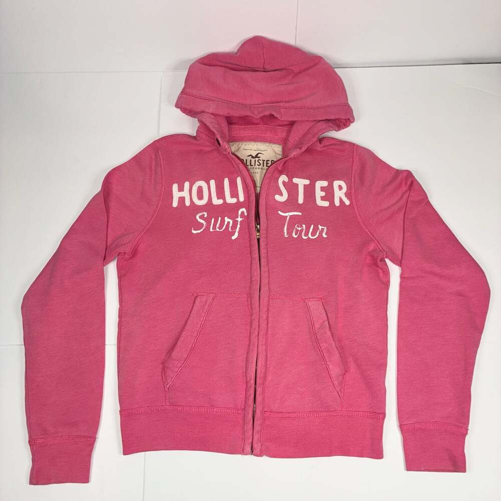 Vintage Hollister Surf Women Tour Pink Full Zip Hoodie Size S